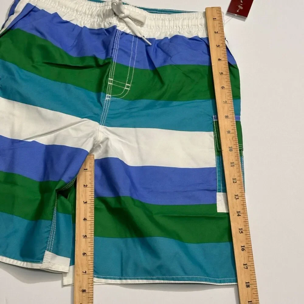 Chalaco Striped Swim Trunks blue, green | Men Size 14/Large
